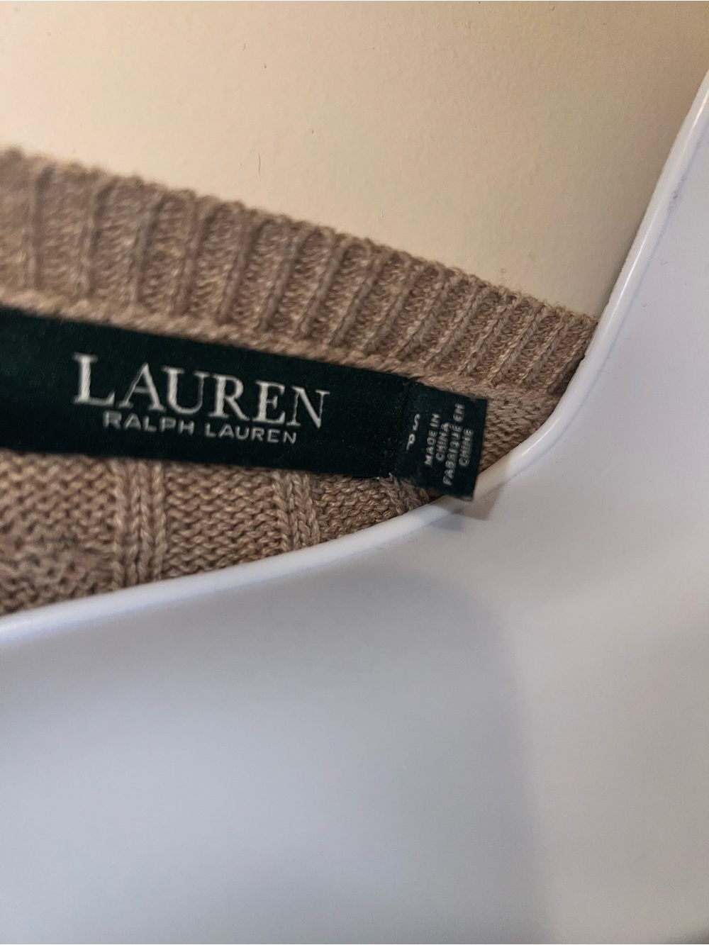 Ralph Lauren Classic Cable-Knit Crewneck Sweater in Taupe - Picture 6 of 8
